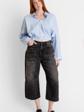 R13 Cropped Wide-Leg Jeans